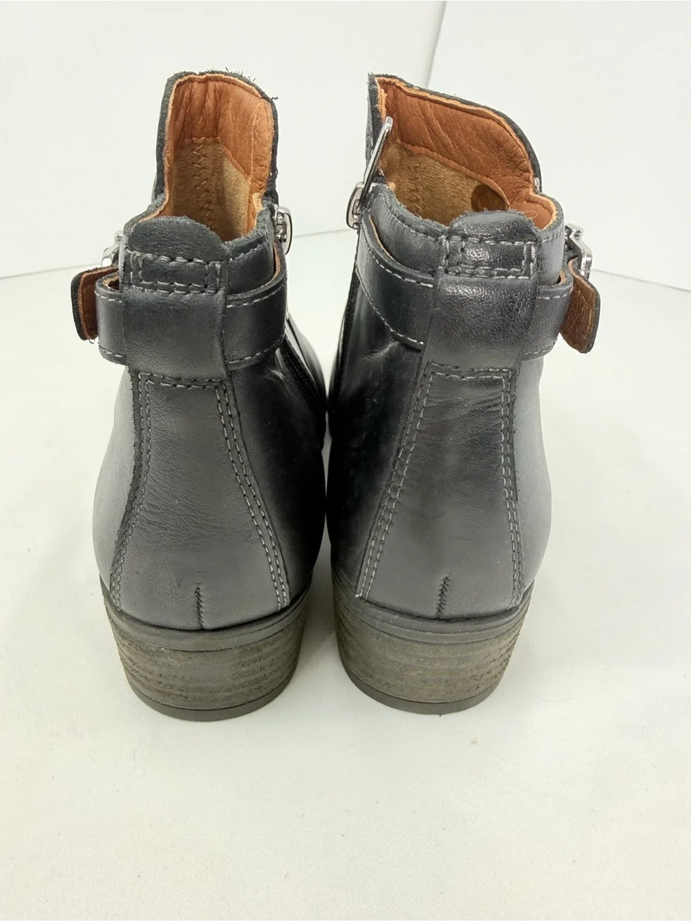 Pikolinos Black Leather Buckle Side Zip Chelsea Ankle Boots